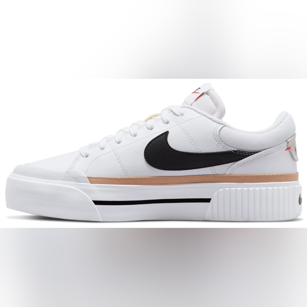 Nike Women's Court Legacy Lift Shoes, White/Black/Orange